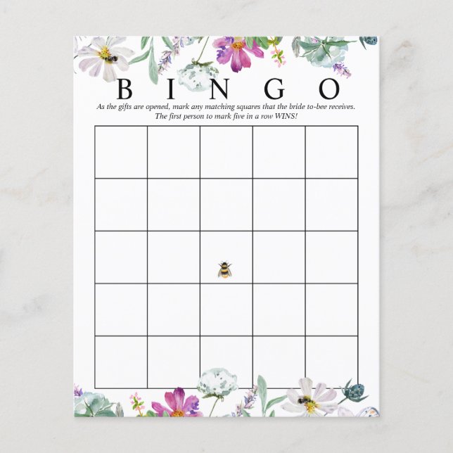 Papier Fleur sauvage aquarelle | Bingo nuptiale | Jeux (Devant)