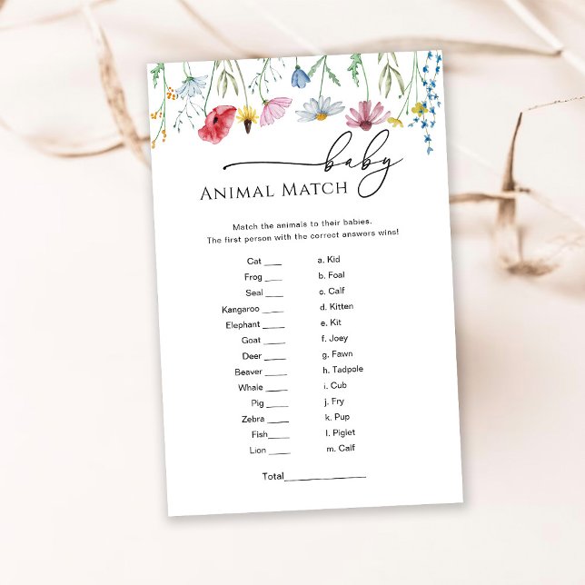 Papier Fleur sauvage Baby Animal Match (Créateur téléchargé)