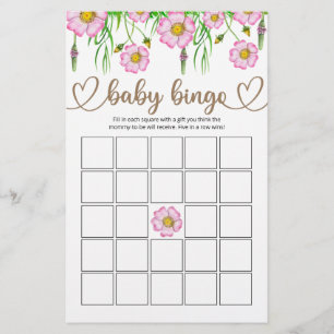 Papier Fleur sauvage Baby in Bloom Baby shower Bingo Jeu