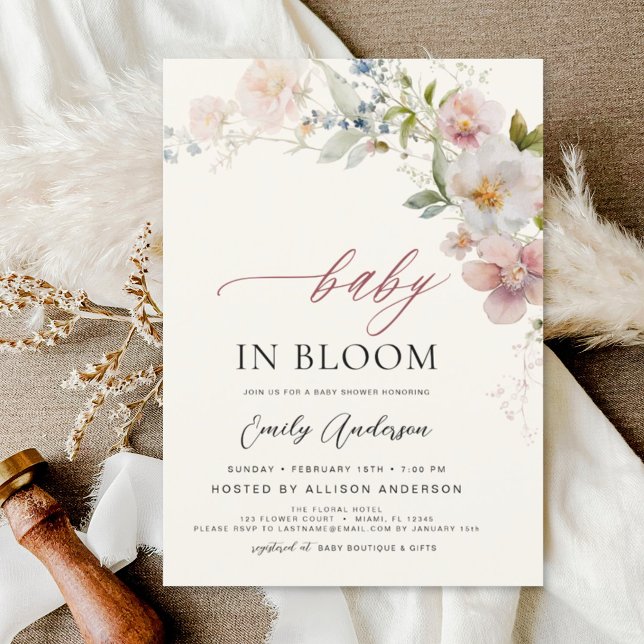 Papier Fleur sauvage Baby in Bloom Baby shower Invitation (Créateur téléchargé)