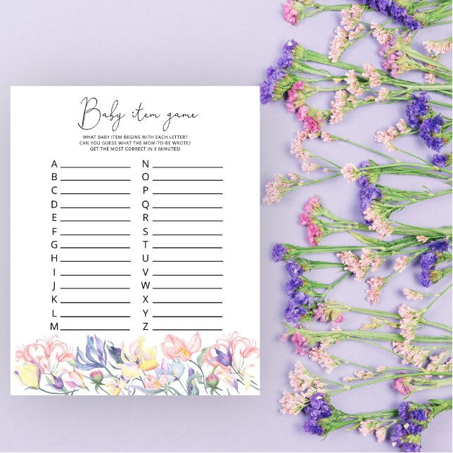Papier Fleur sauvage Baby Item Jeu Baby shower Jeu (Créateur téléchargé)