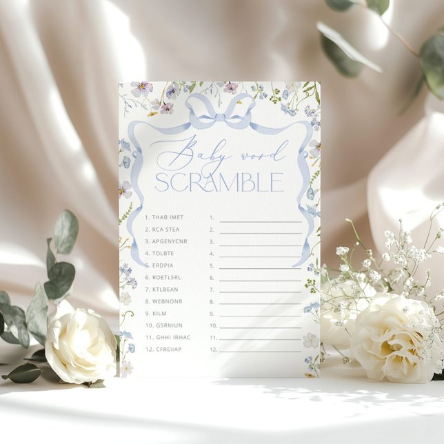 Papier Fleur sauvage Blue Bow Baby mot Scramble jeu (Créateur téléchargé)