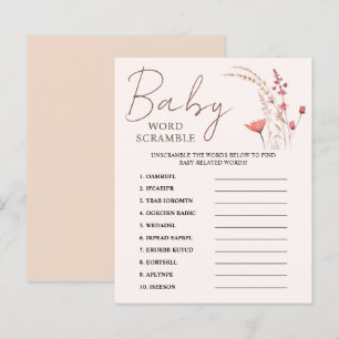 Papier Fleur sauvage Boho Baby shower Word Scramble Jeu