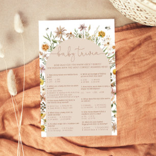 Papier Fleur sauvage Boho Bohemian Baby Trivia Jeu
