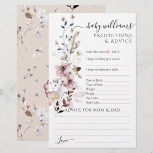 Papier Fleur sauvage boho moderne Baby shower Jeu