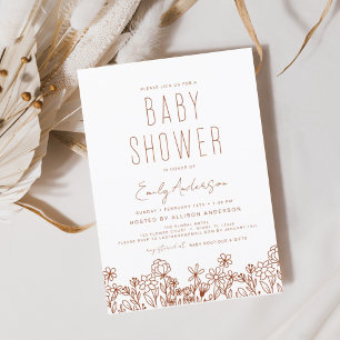 Papier Fleur sauvage Budget Boho Baby shower Terracotta