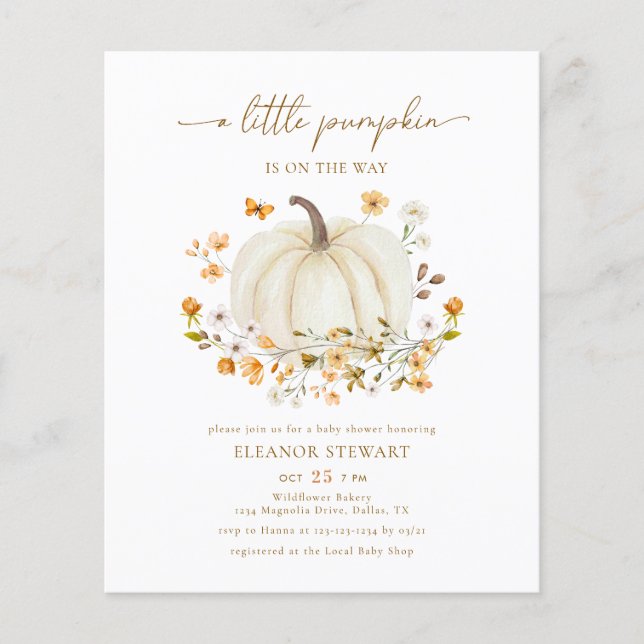 Papier FLEUR SAUVAGE BUDGÉTAIRE Un Petit Baby shower Citr (Devant)