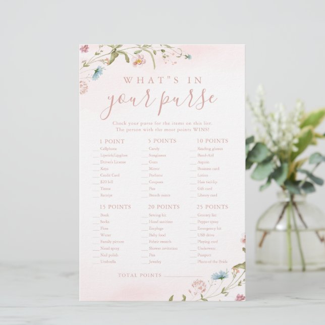 Papier Fleur sauvage ce qu'il y a dans votre sac de douch (Debout devant)