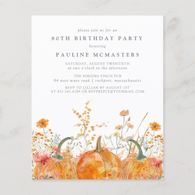 Papier Fleur sauvage Citrouille du budget Automne 80e ann (Devant)