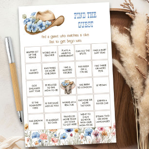 Papier Fleur sauvage Cowboy Trouvez le Baby shower invité