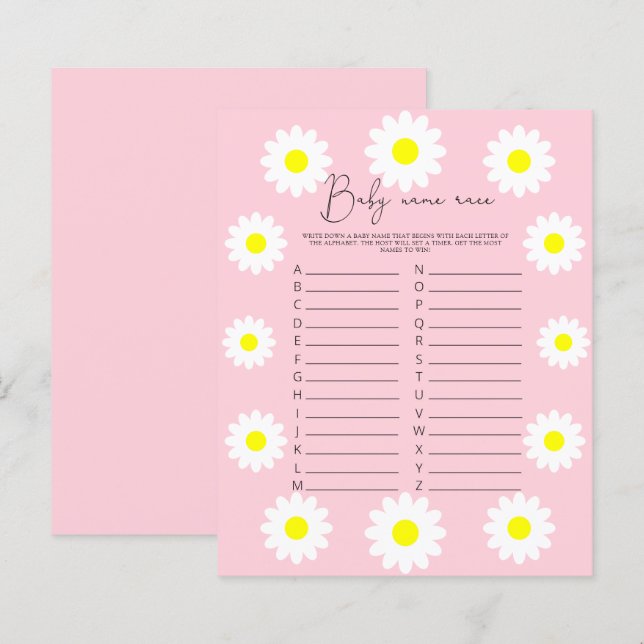 Papier Fleur sauvage Daisy - Baby name race jeu (Devant / Derrière)