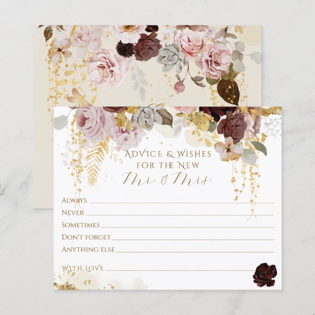 Papier Fleur sauvage d'automne Fête des mariées Florale o (Devant / Derrière)