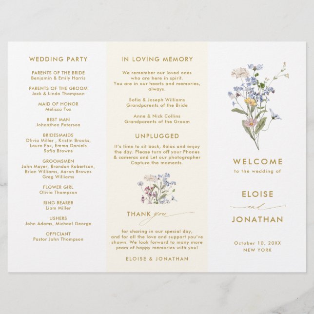 Papier Fleur sauvage de printemps Meadow Gold Wedding Pro (Devant)