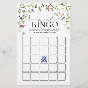 Papier Fleur sauvage d'été Aquarelle Bride Jeu de Bingo