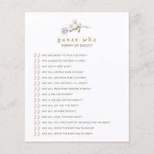 Papier Fleur sauvage Devinez qui Baby shower jeu