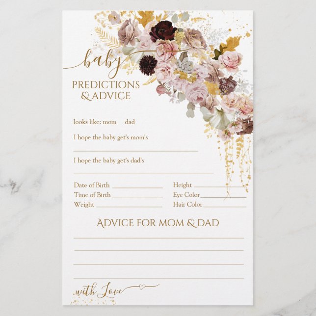 Papier Fleur sauvage Fall Elegant Baby shower jeu (Devant)