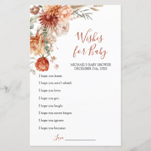 Papier Fleur sauvage Fall in Love Baby shower Wish for Ba
