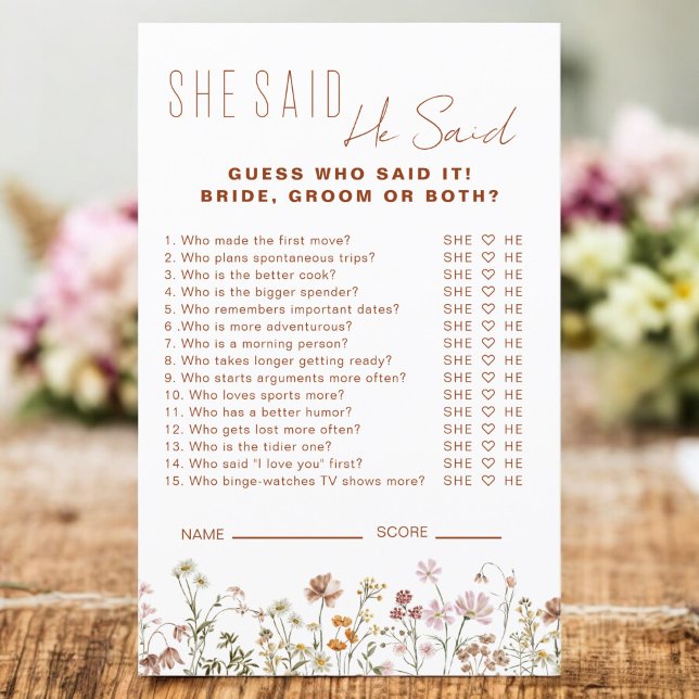 Papier Fleur sauvage Fête des mariées Il A Dit Qu'Elle A  (Créateur téléchargé)