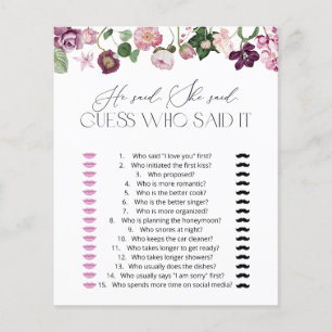 Papier Fleur sauvage Il Dit Qu'Elle A Dit Fête des mariée