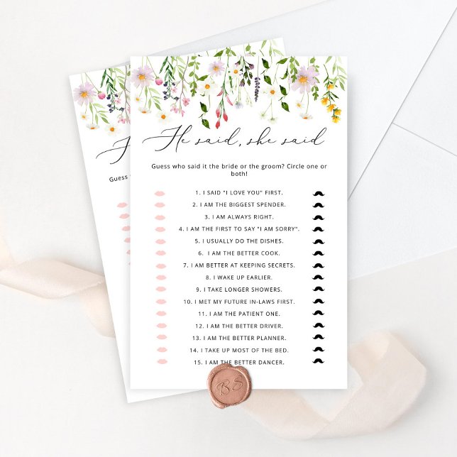 Papier Fleur sauvage Il dit qu'elle a dit jeu de douche d (Créateur téléchargé)