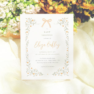Papier Fleur sauvage & Jaune Bow Garden Baby shower Budge