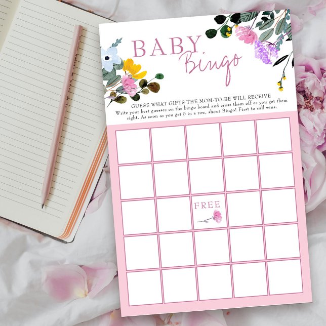 Papier Fleur sauvage pelouse Baby shower Floral Jeu de Bi (Bingo Game card from my Wildflower Lawn Collection.
)