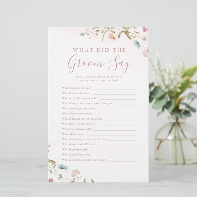 Papier Fleur sauvage rose qu'est-ce que le marié a dit je (Debout devant)