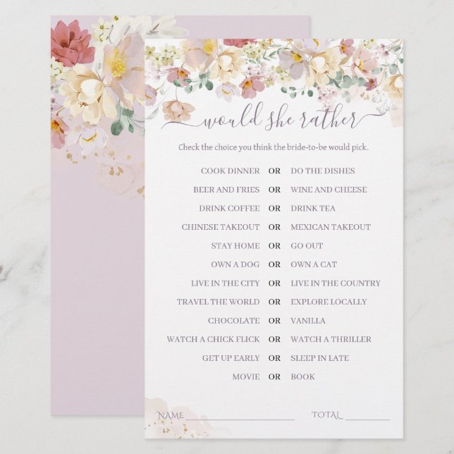Papier Fleur sauvage violet nuptiale préférerait-elle jou (Devant / Derrière)