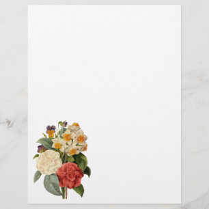 Papier Fleurs anciennes, camélias et narcisses, Redoute