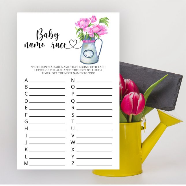 Papier Fleurs baby shower - Baby name race game (Créateur téléchargé)