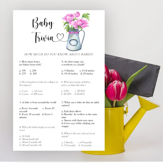 Papier Fleurs baby shower Baby Trivia Jeu (Créateur téléchargé)