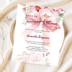 Papier Fleurs bébé fleur rose arc Baby shower invitation
