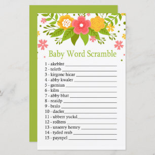Papier Fleurs Bébé mot scramble jeu