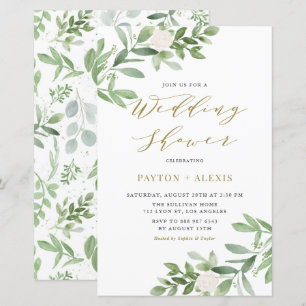 Papier Fleurs blanches Invitation Wedding shower de verdu