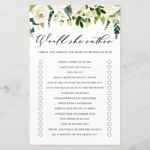 Papier Fleurs Blanches Voudrait-Elle Plutôt Baby shower J