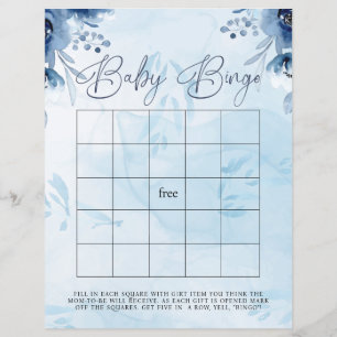 Papier Fleurs Bleues Modernes Baby shower Jeu