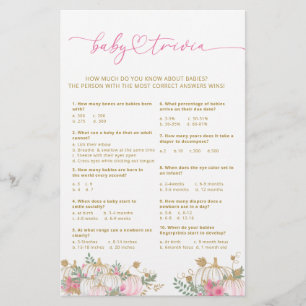 Papier Fleurs Citrouilles roses Baby Trivia Jeu