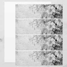 Fleurs Collage Vintage 1 Noir et Blanc