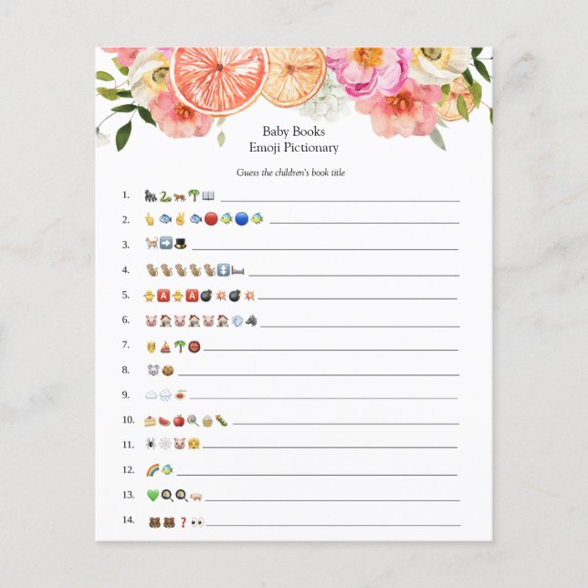 Papier Fleurs d'agrumes roses Livres pour bébés Emoji Jeu (Devant)