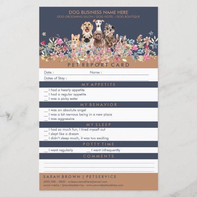 Papier Fleurs de Animaux Chiens Chic (Devant)