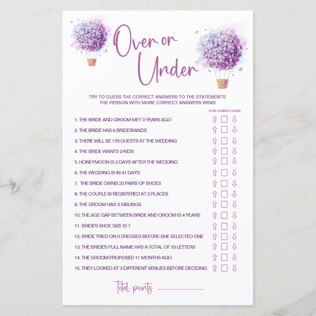 Papier Fleurs de ballon à l'aquarelle | Jeu Over & Under (Devant)