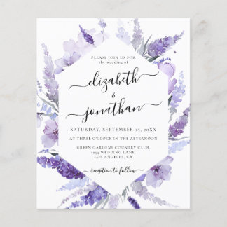 Papier Fleurs de lavande Faire-part de mariage budgétaire
