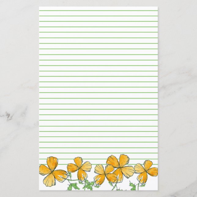 Papier Fleurs de pavot en Californie Orange Vert Liner (Devant)