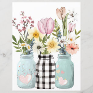 Papier fleurs de printemps coloré mason jar scrapbook pap