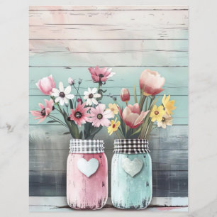 Papier fleurs de printemps coloré mason jar scrapbook pap