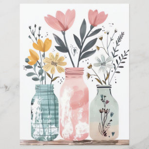 Papier fleurs de printemps coloré mason jar scrapbook pap