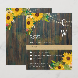 Papier Fleurs de soleil en bois rustique illumine mariage