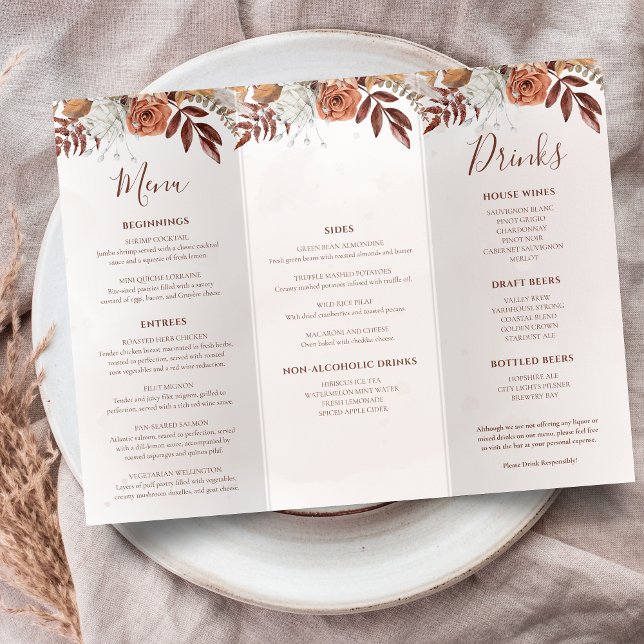 Papier Fleurs en terre cuite Boho Mariage de automne Trif (Créateur téléchargé)