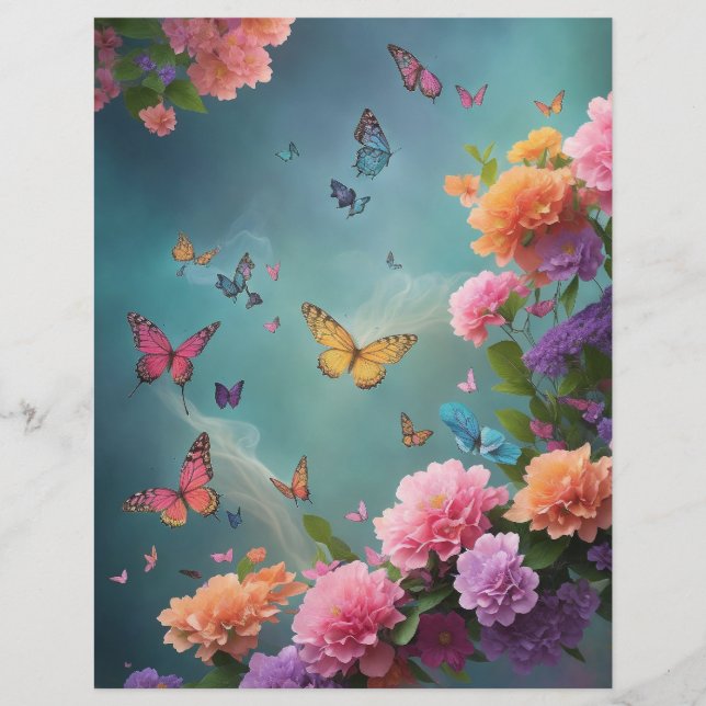 Papier Fleurs et papillons (Devant)
