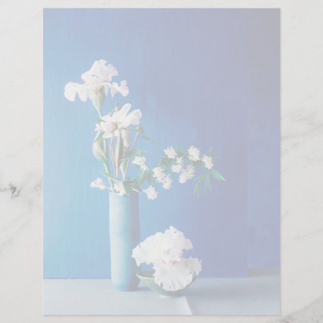 Papier Fleurs | Iris blancs dans le Vase (Devant)